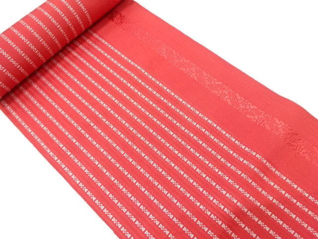 JAPANESE KIMONO / ANTIQUE BOLT FOR HASSUN OBI / WOVEN STRIPE & FLOWERS